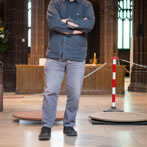 Julian Stair installing Quietus in Manchester Cathedral 2016